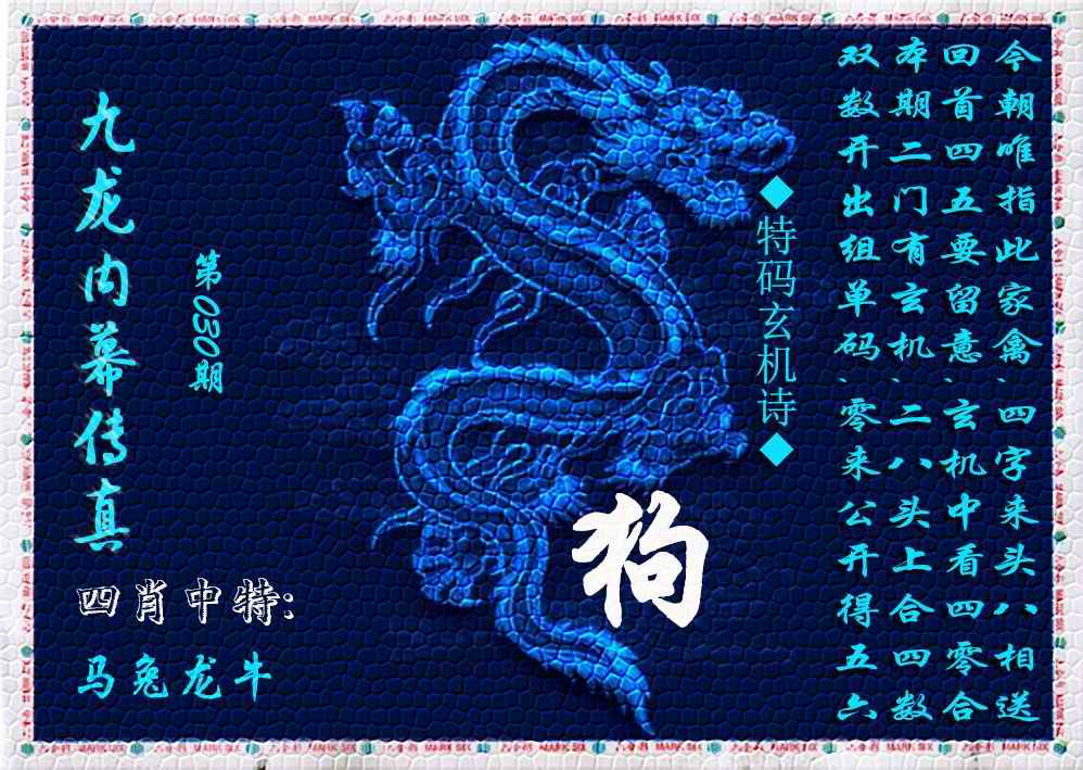 030期九龙内幕传真(新上市)[图]